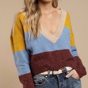 For Love And Lemons Striped V Neck Sweater - lightly worn